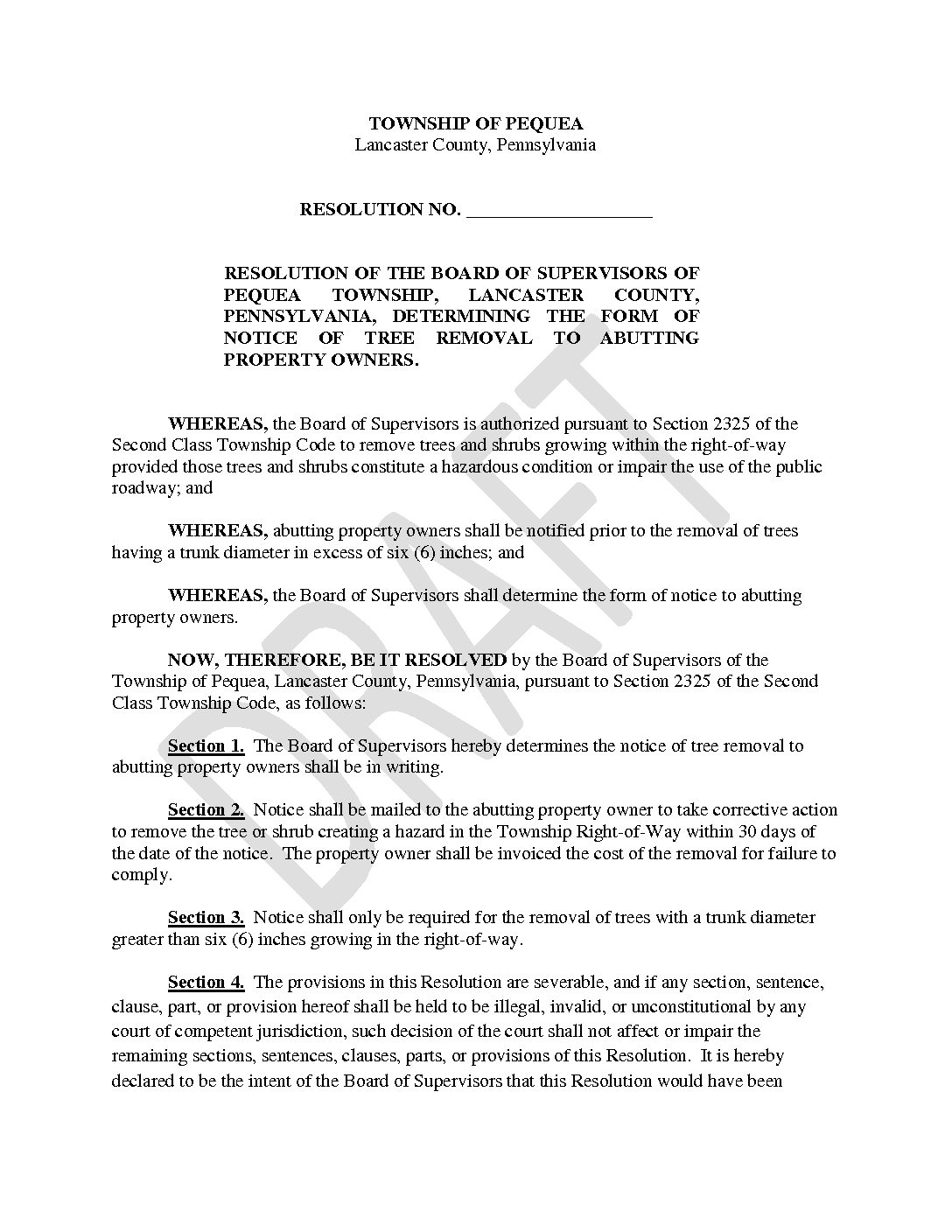 2017-09-20 Resolution Trees in ROW v2 - Pequea Township